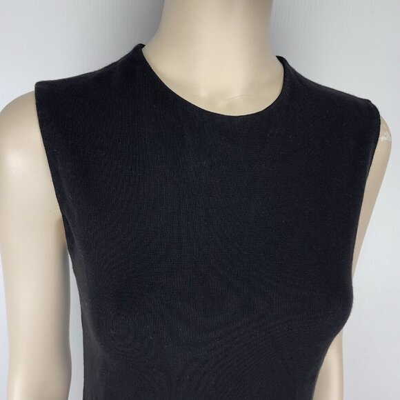 VINCE Black Office‎ Round Neck Fitted Sheat Stretch Comfortable Midi Dress sz S - Picture 9 of 13